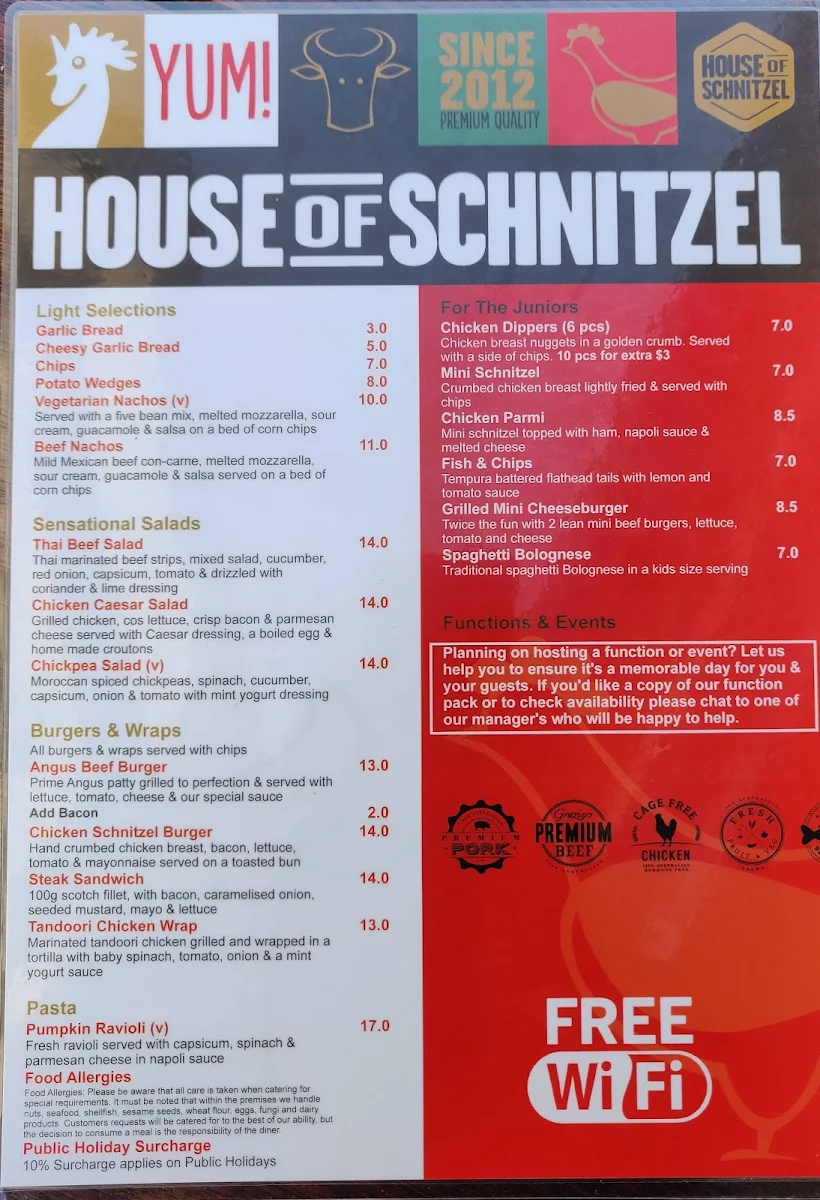 Menu, High Flyer Hotel