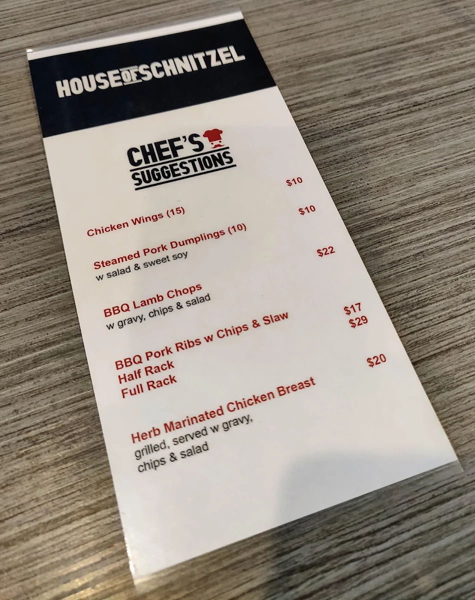 Menu, High Flyer Hotel