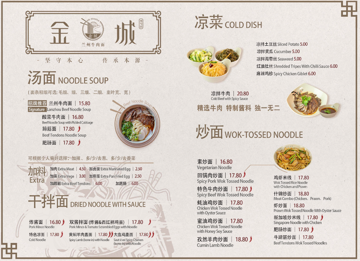 Menu, Mr. Noodle