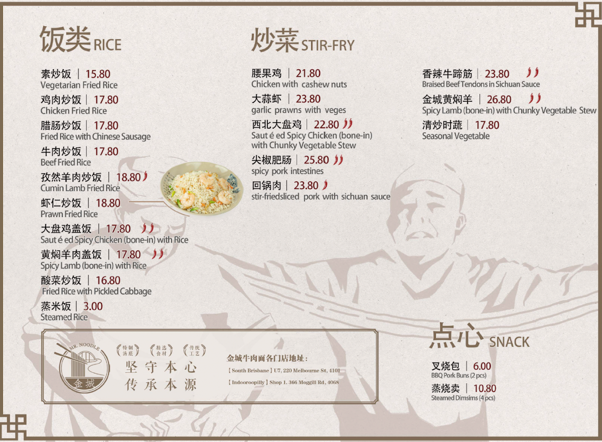 Menu, Mr. Noodle