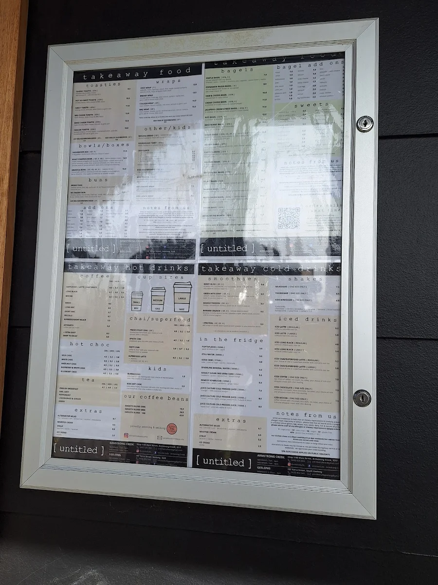 Menu, Untitled Cafe - South Geelong