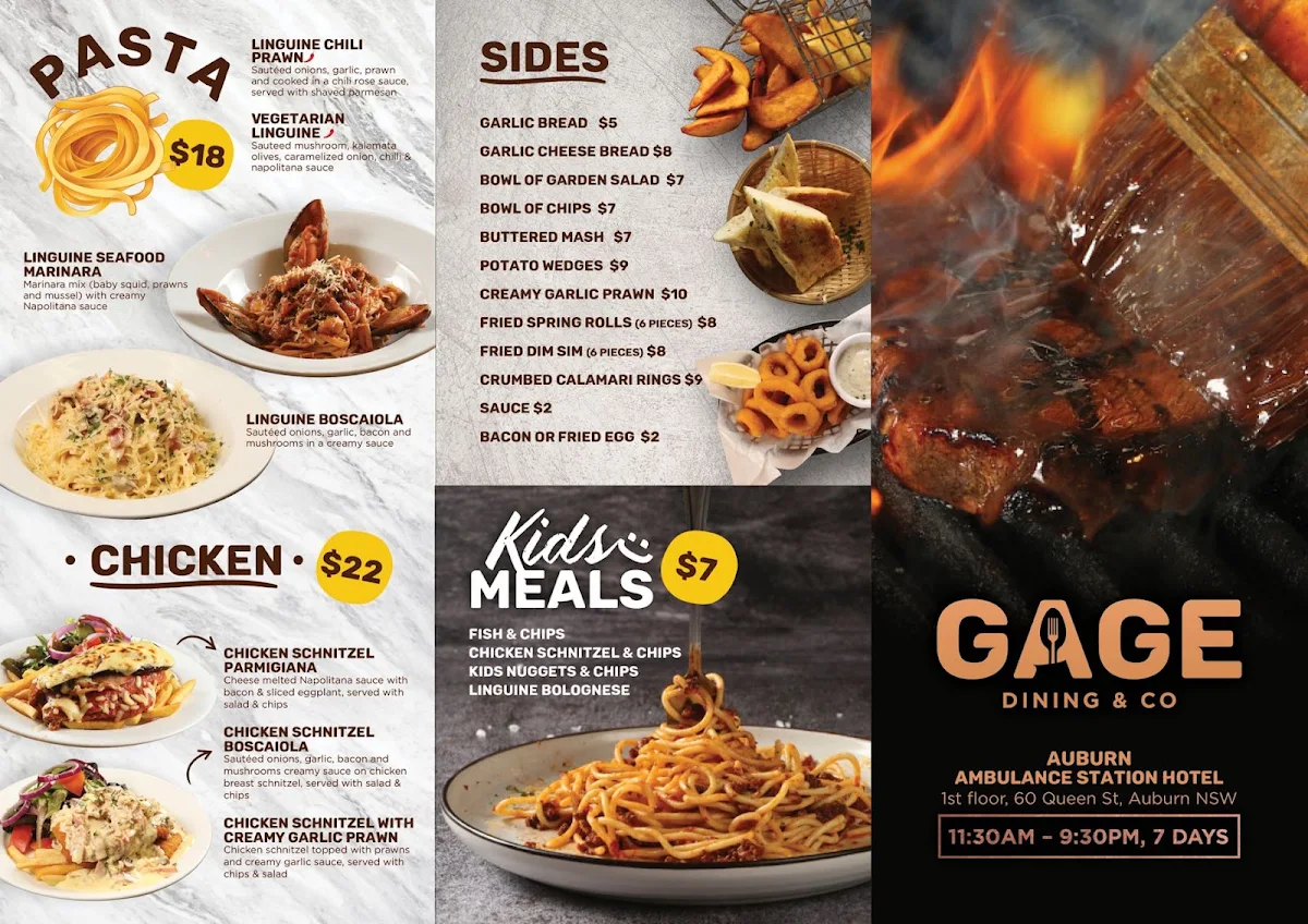 Menu, GAGE Dining & Co.