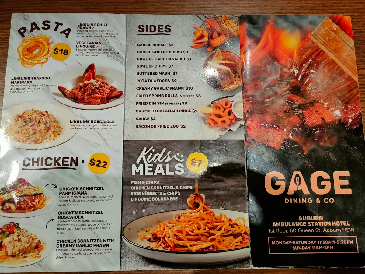Menu, GAGE Dining & Co.