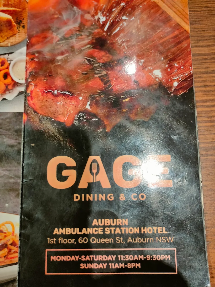 Menu, GAGE Dining & Co.
