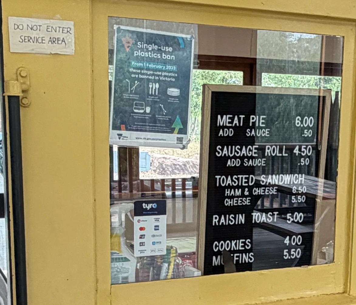 Menu, Diamond Creek Rotary Tram Cafe
