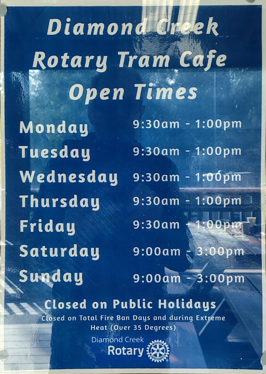 Menu, Diamond Creek Rotary Tram Cafe