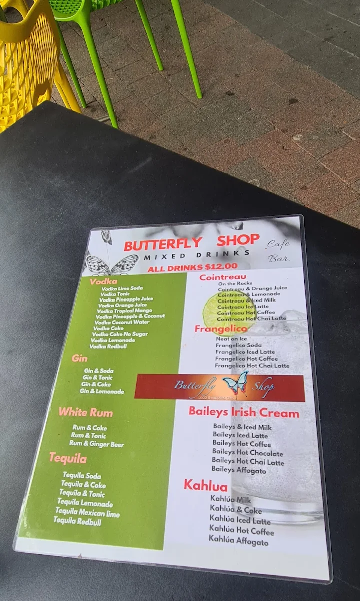Menu, The Butterfly Shop