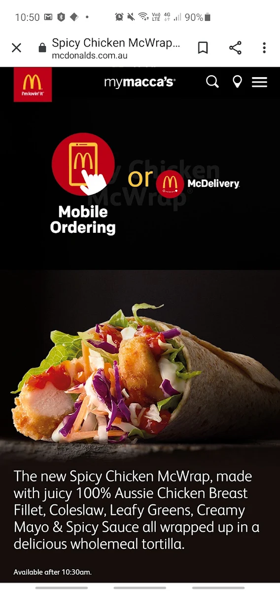Menu, McDonald's