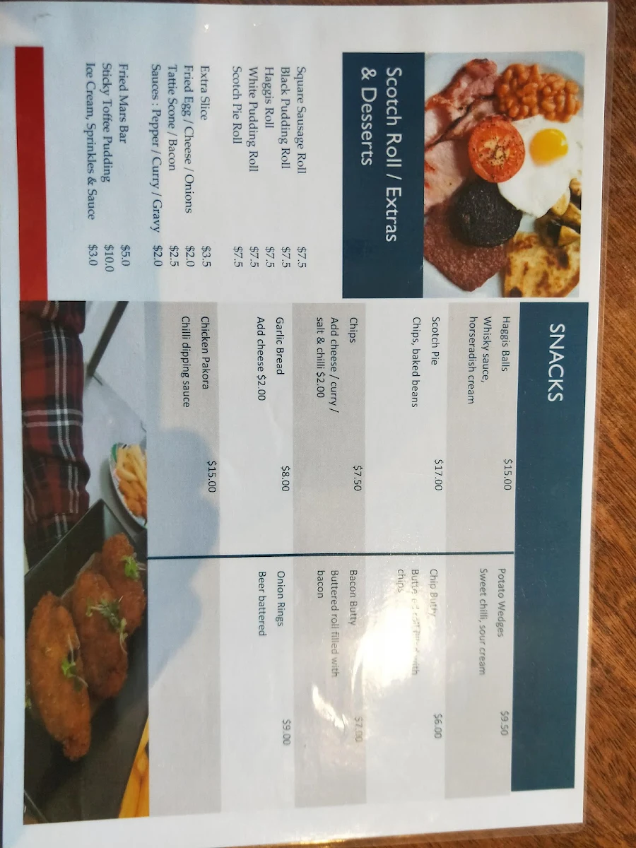 Menu, The Pipers Inn