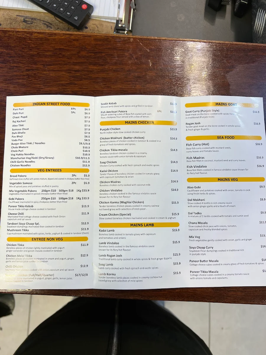 Menu, Shan Sweets And Restaurant (Richmond)