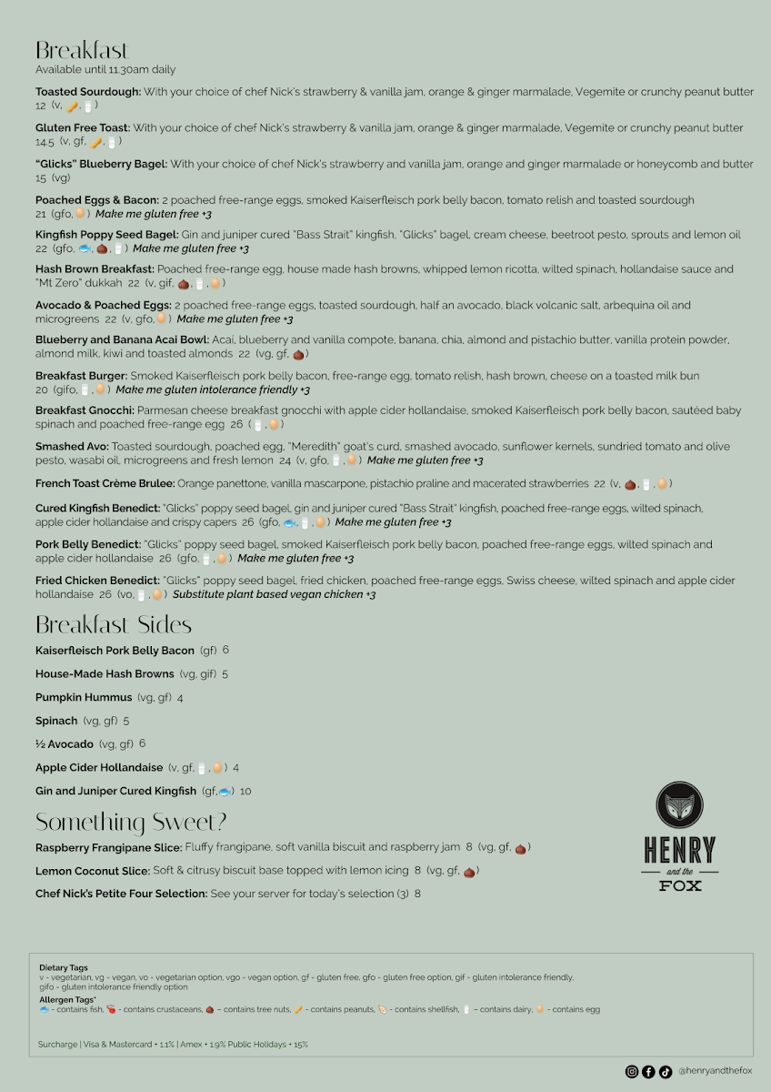Menu, Henry and The Fox