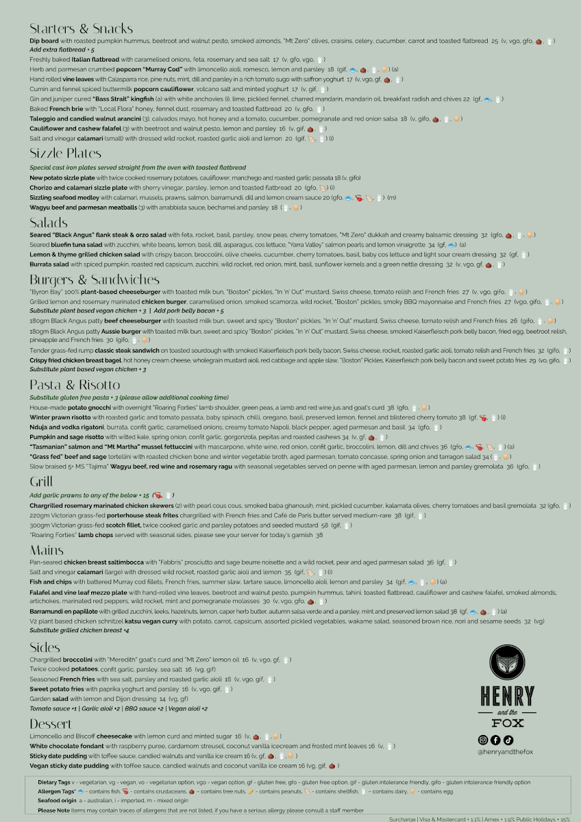Menu, Henry and The Fox