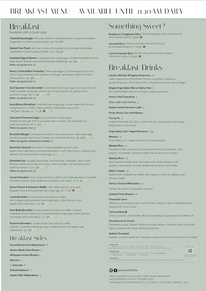 Menu, Henry and The Fox