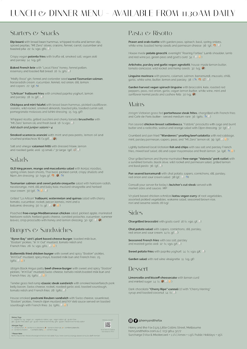 Menu, Henry and The Fox