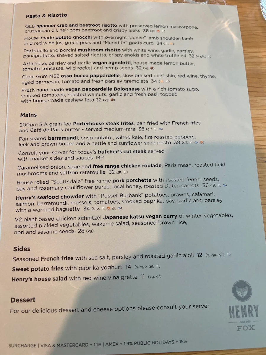 Menu, Henry and The Fox