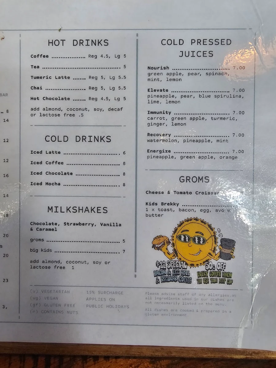 Menu, 4 Pines x Boardriders Coolangatta