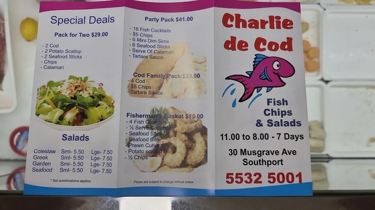 Menu, Charlie de Cod Southport