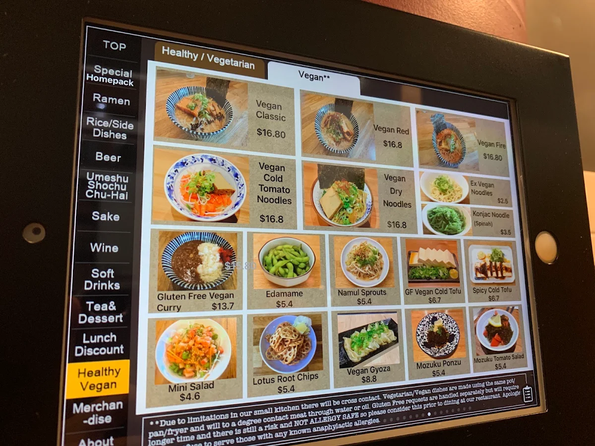 Menu, Taro's Ramen