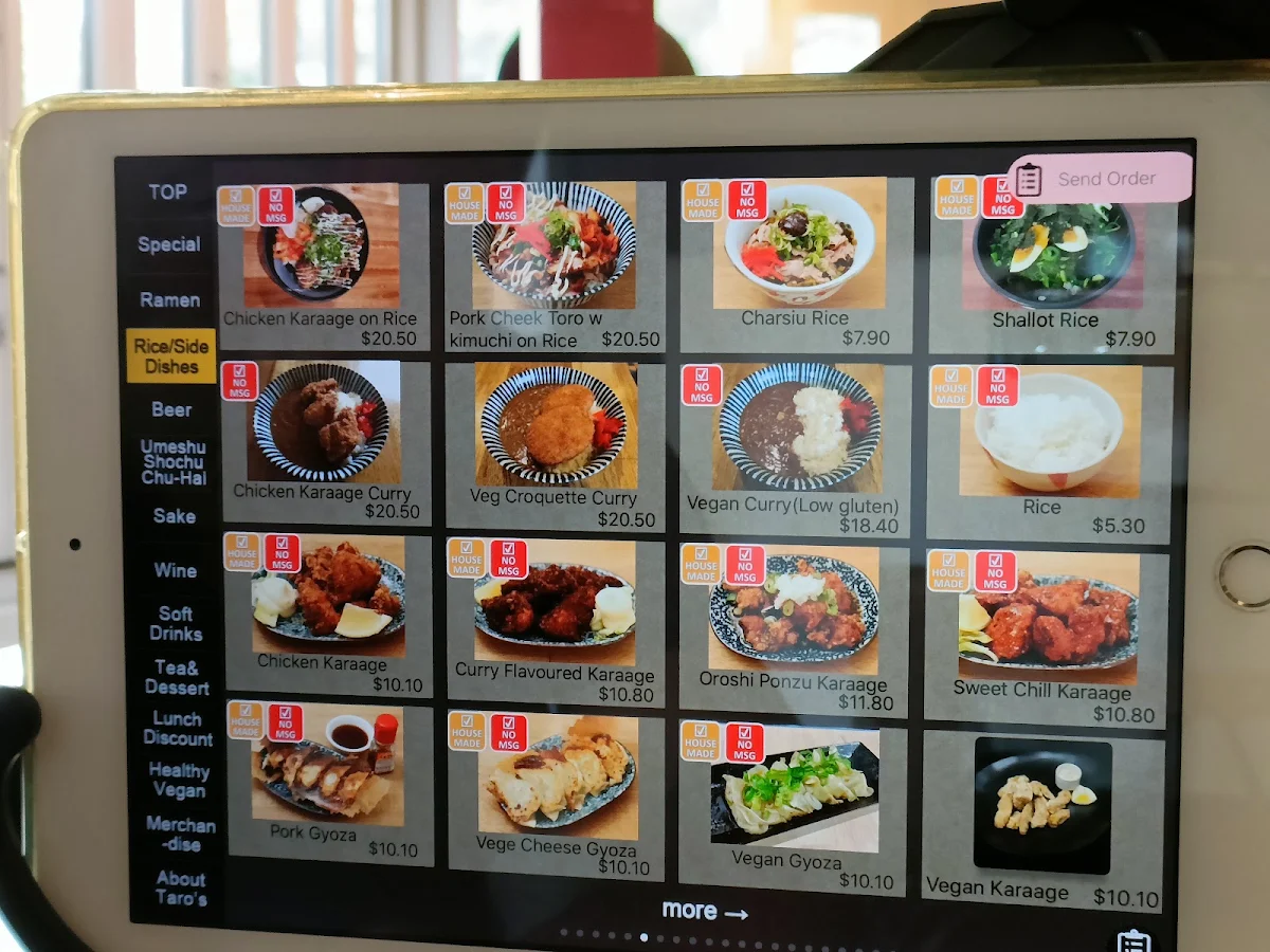 Menu, Taro's Ramen