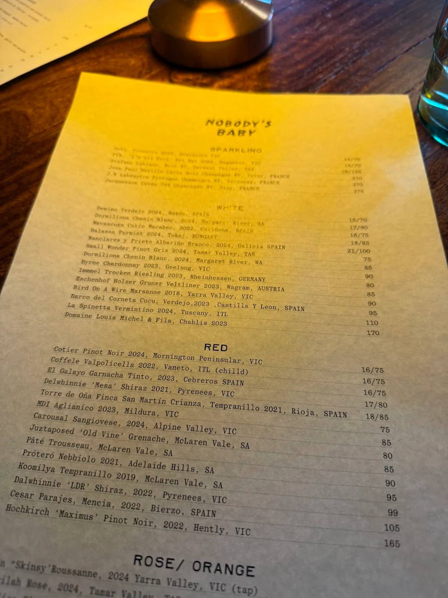 Menu, Nobody's Baby
