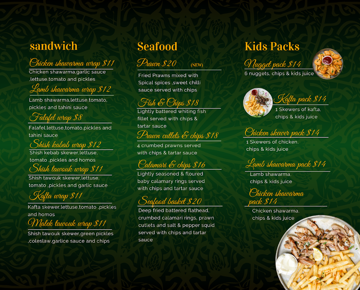 Menu, Jasmins Granville
