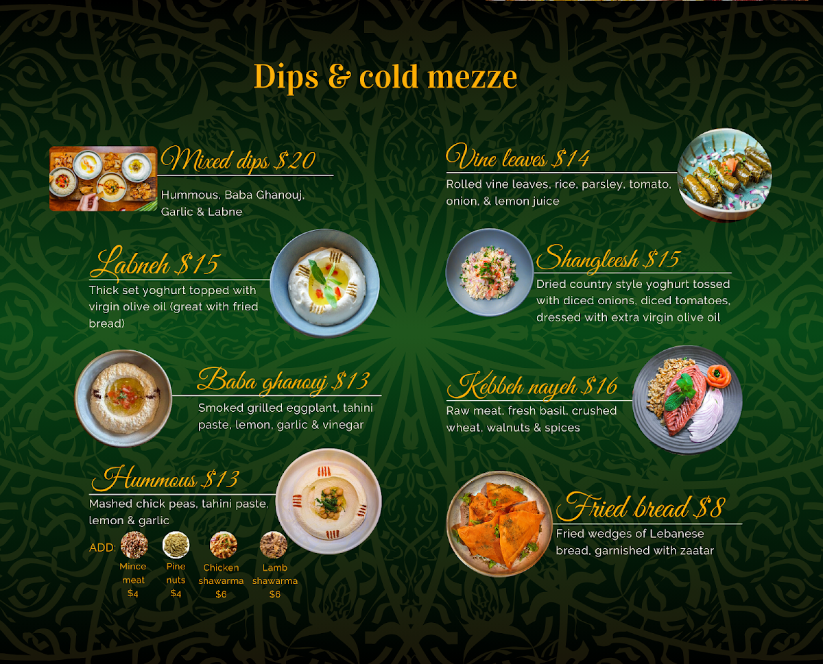 Menu, Jasmins Granville