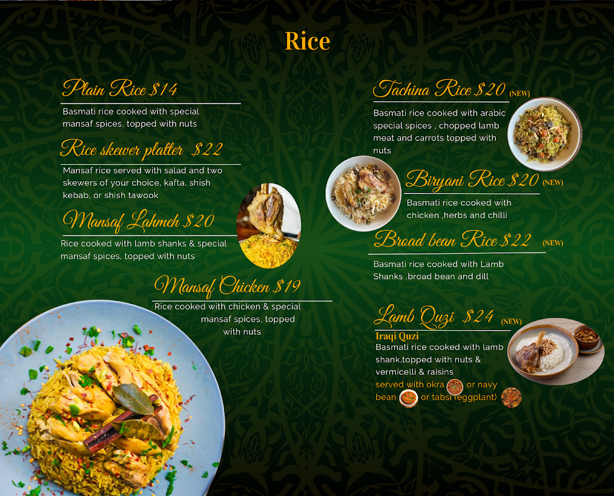 Menu, Jasmins Granville