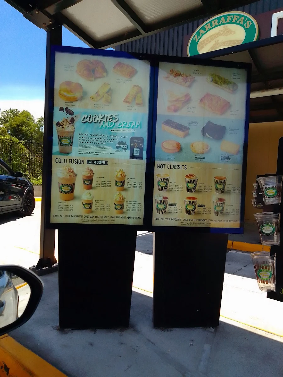 Menu, Zarraffa's Coffee Currumbin