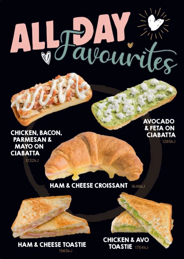Menu, Mia Bella’s Coffee Drive Thru Strathpine