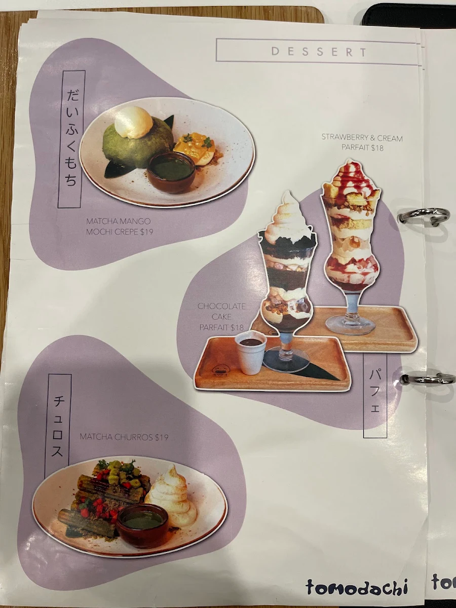 Menu, Tomodachi Cabramatta