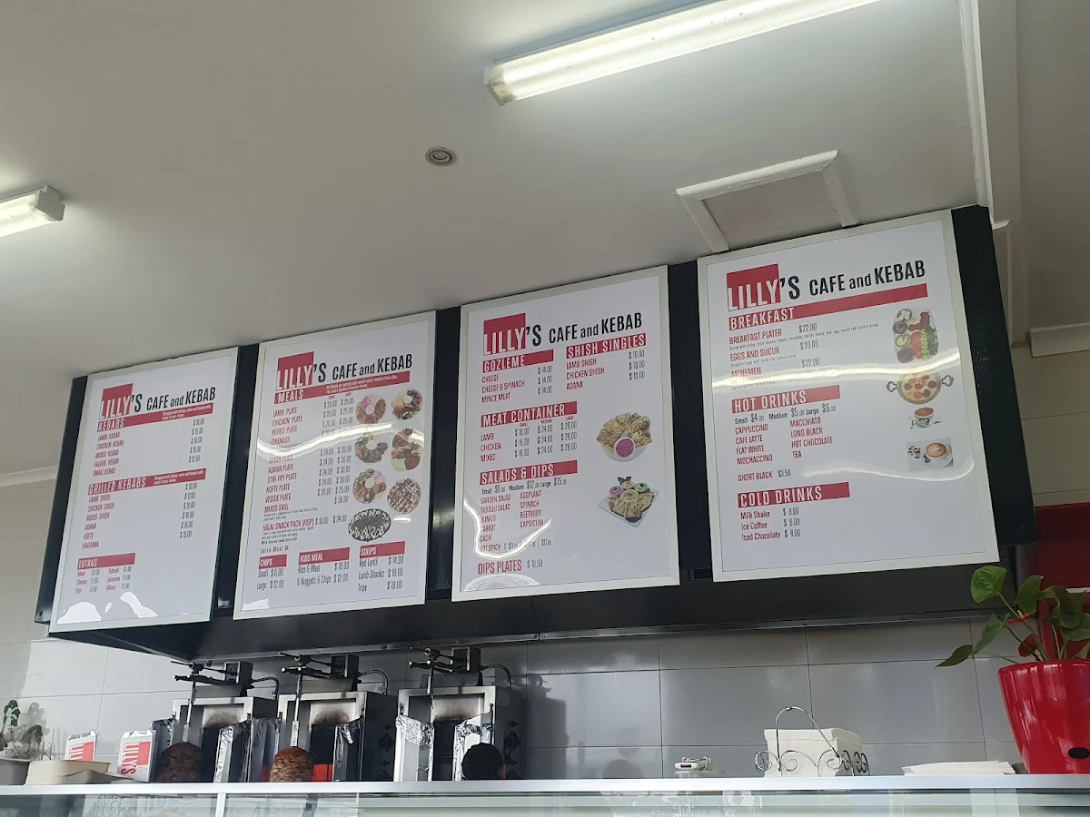 Menu, Lilly's Cafe and Kebab