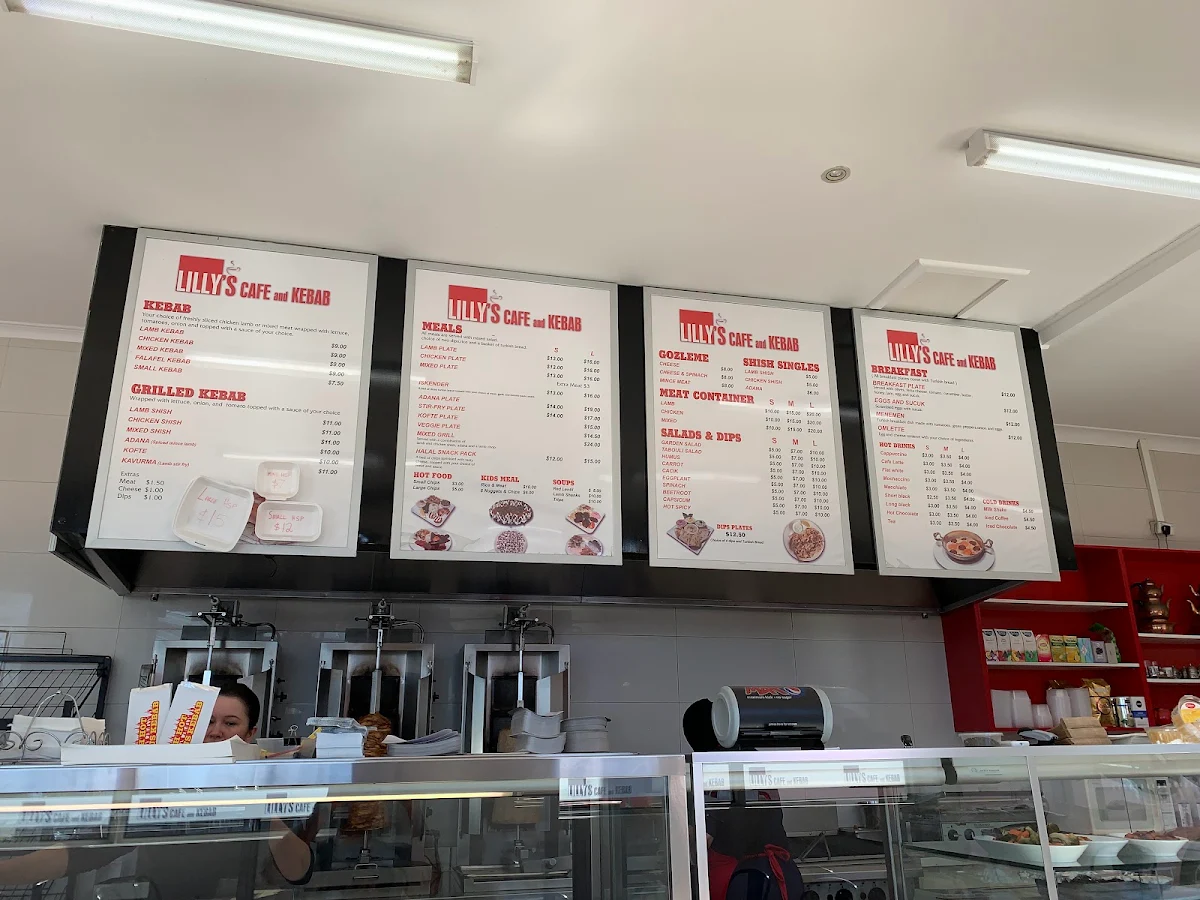 Menu, Lilly's Cafe and Kebab