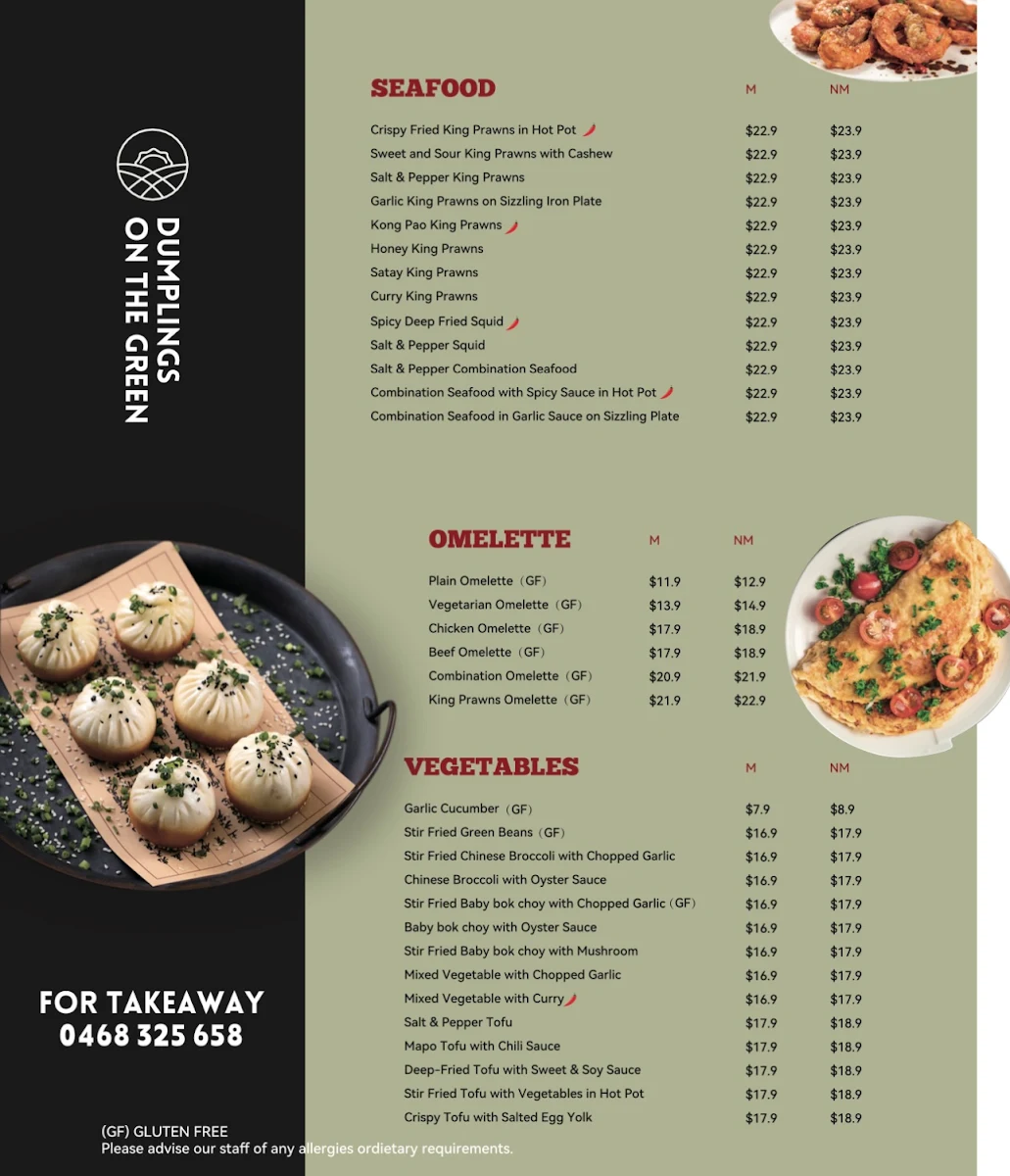 Menu, Dumplings On The Green - Gloucester