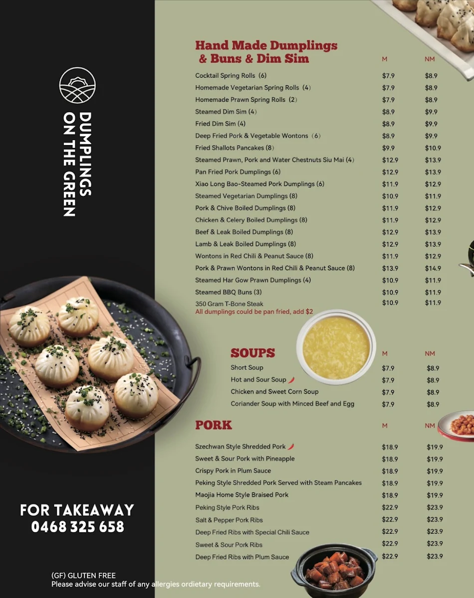 Menu, Dumplings On The Green - Gloucester