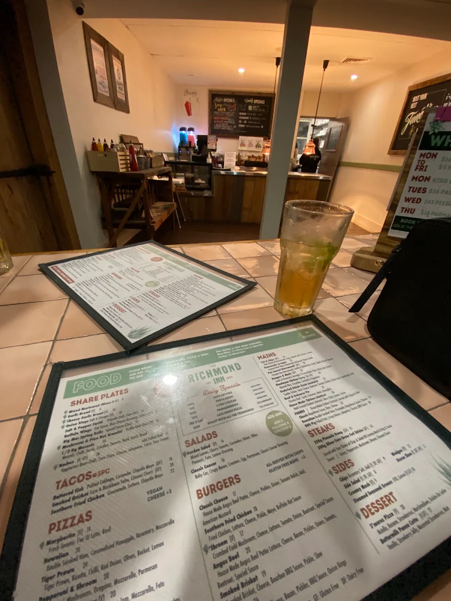 Menu, The Richmond Inn