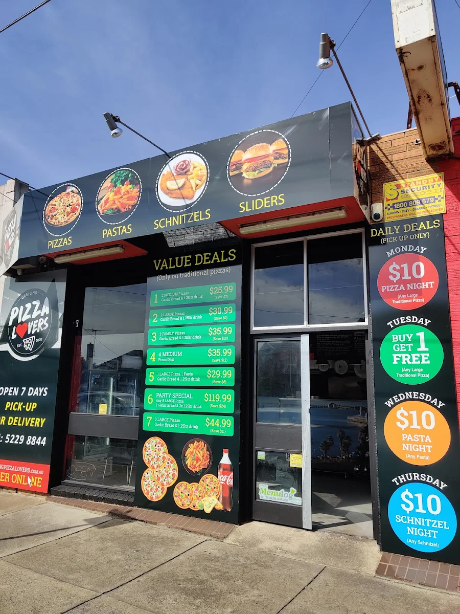 Menu, Geelong Pizza Lovers