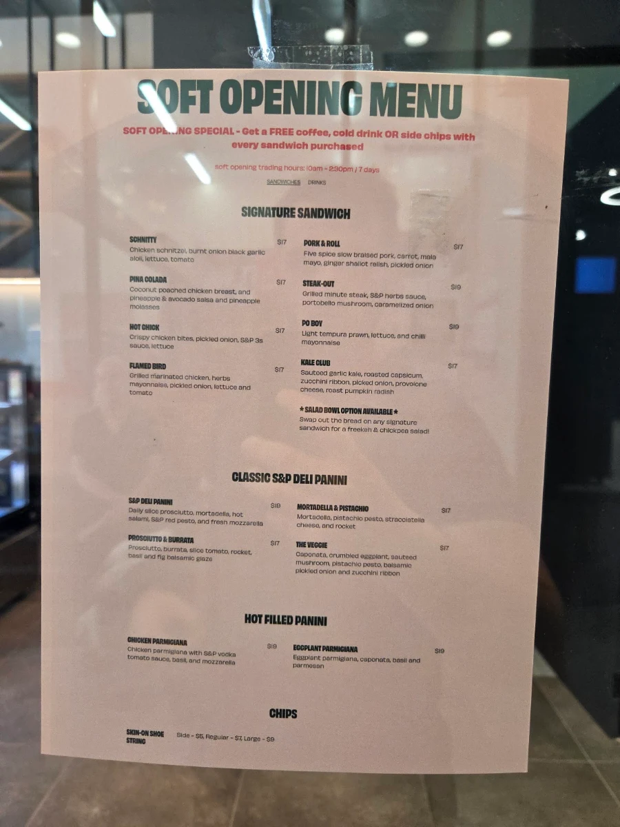 Menu, Sarnie & Panini