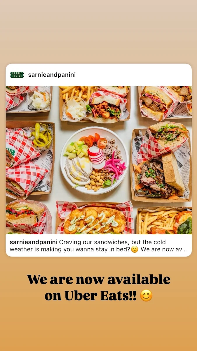 Menu, Sarnie & Panini