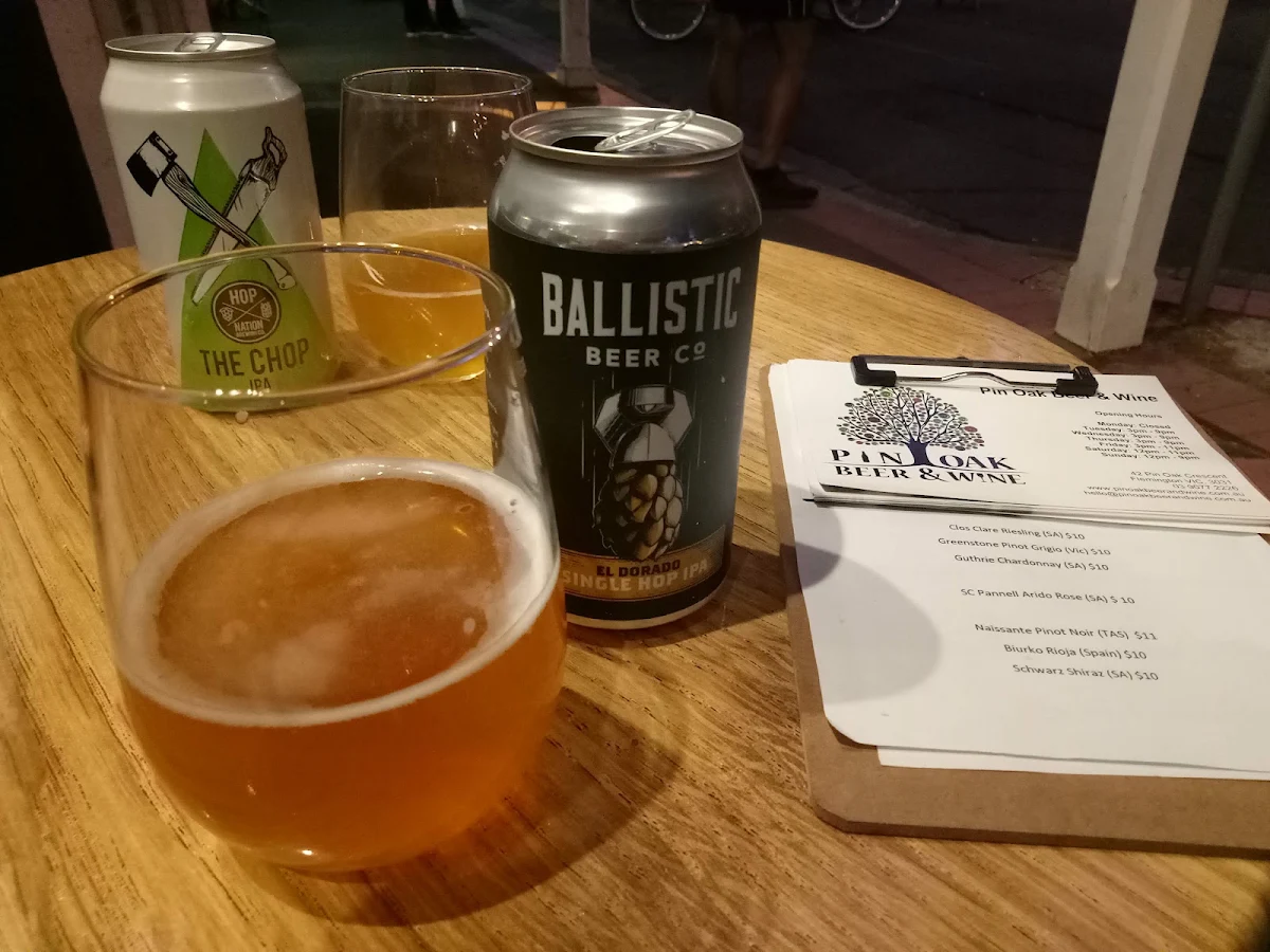 Menu, Pin Oak Beer & Wine