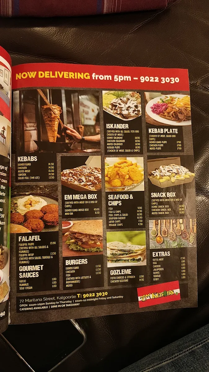 Menu, Em Kebabs