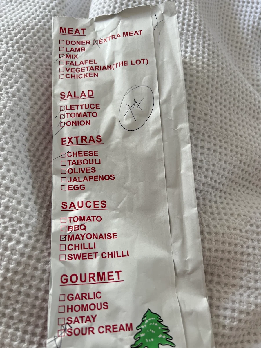 Menu, Em Kebabs