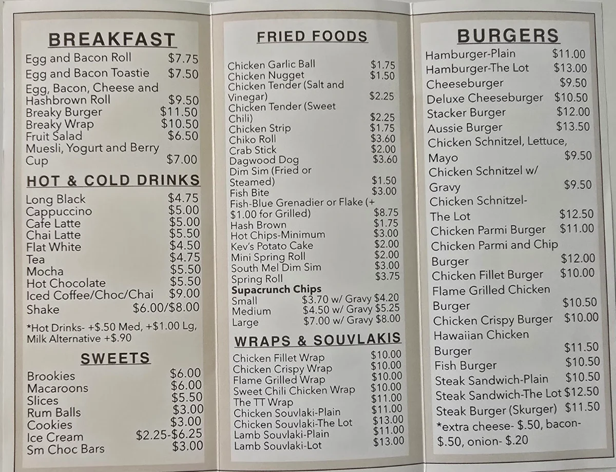 Menu, Tonny Takeaway
