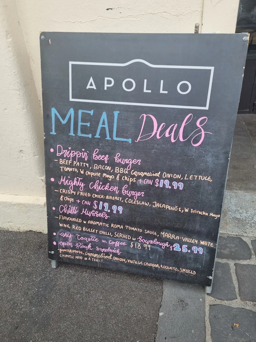 Menu, Apollo Cafe