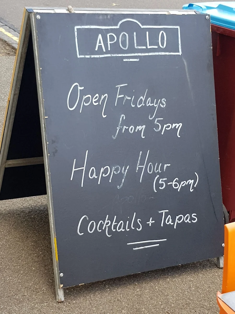 Menu, Apollo Cafe