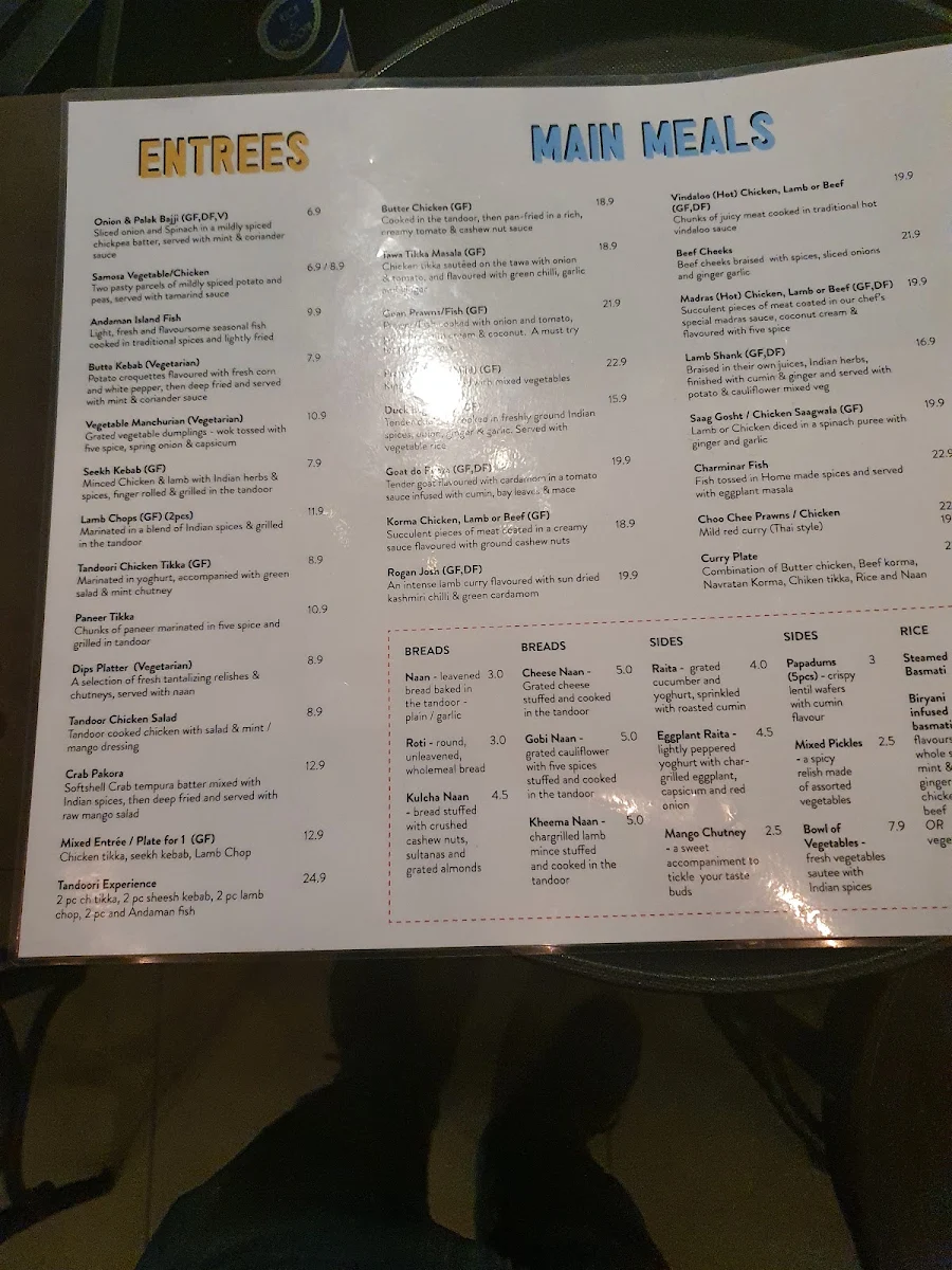 Menu, Charminar Klemzig