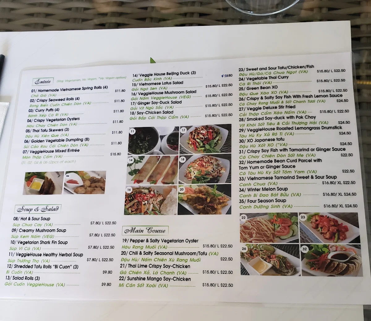 Menu, Veggie House Vegan & Vegetarian Restaurant