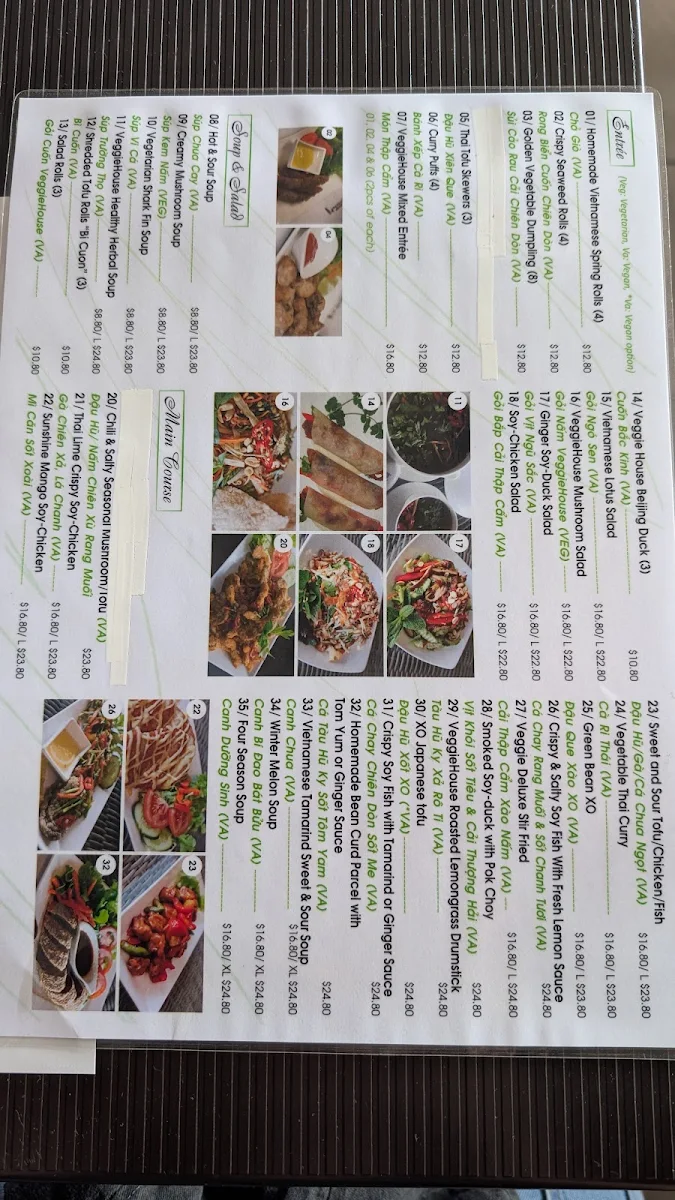 Menu, Veggie House Vegan & Vegetarian Restaurant