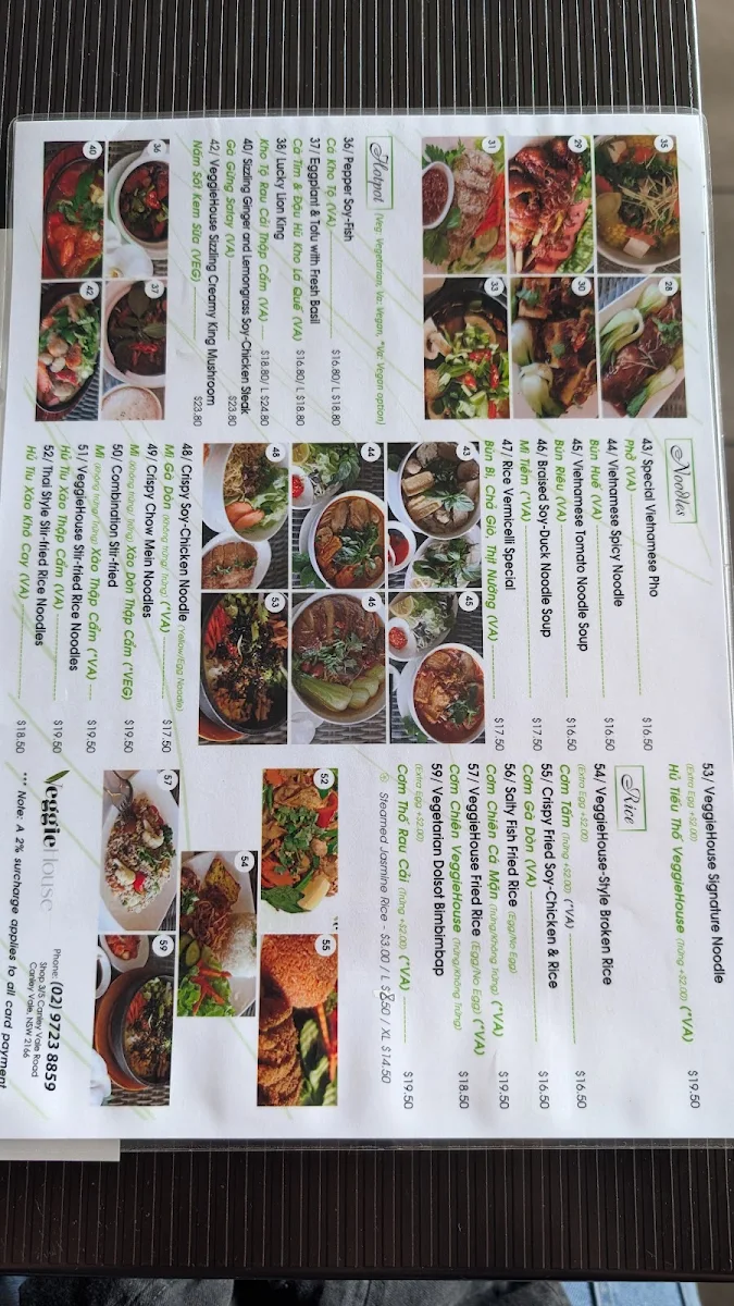 Menu, Veggie House Vegan & Vegetarian Restaurant