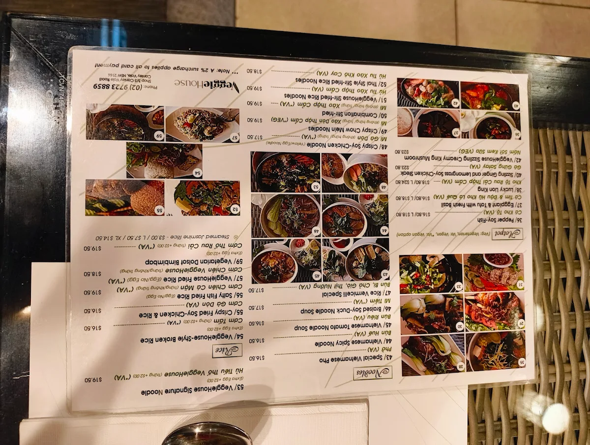 Menu, Veggie House Vegan & Vegetarian Restaurant