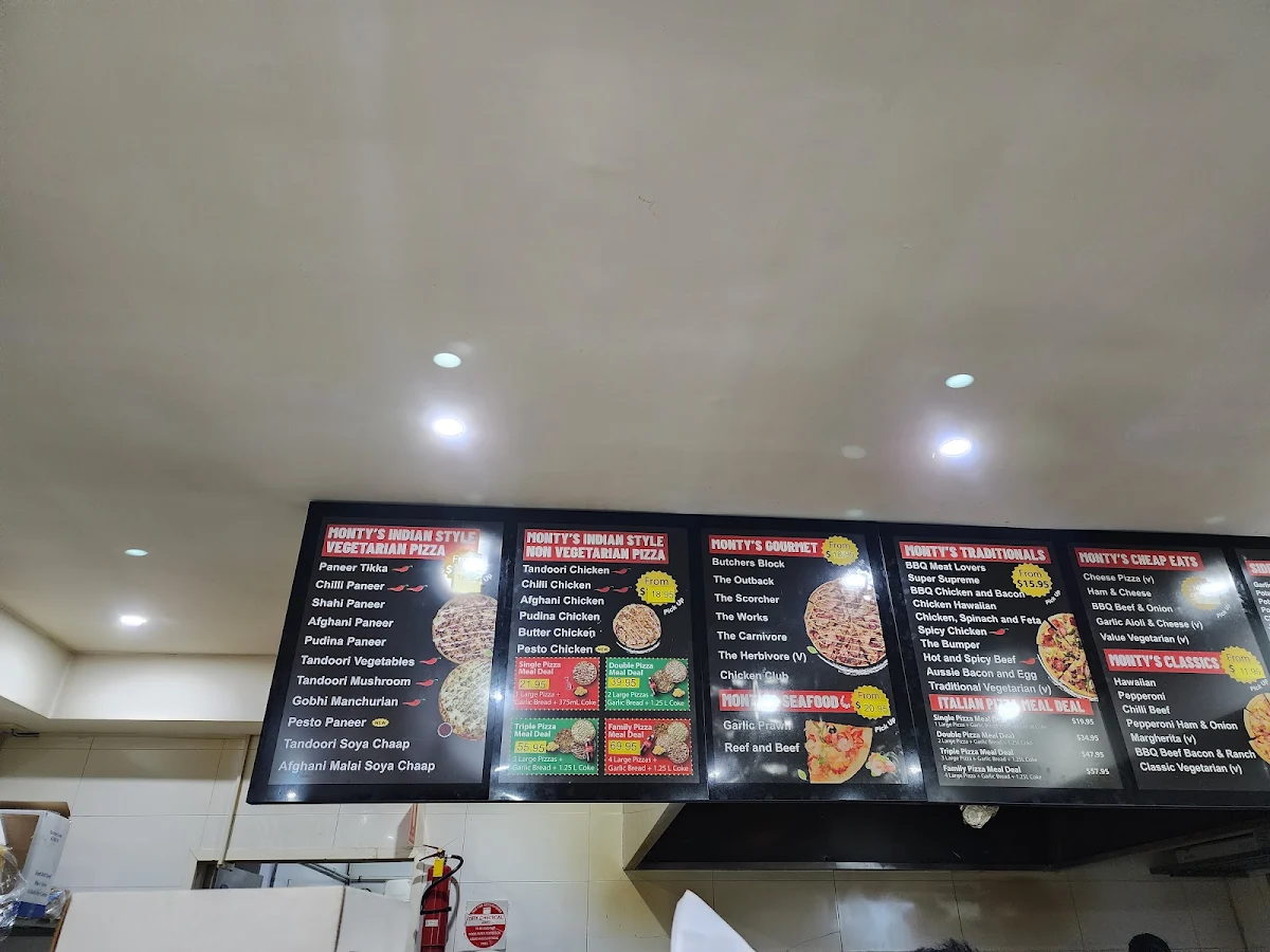 Menu, Monty's Pizza Pendle Hill